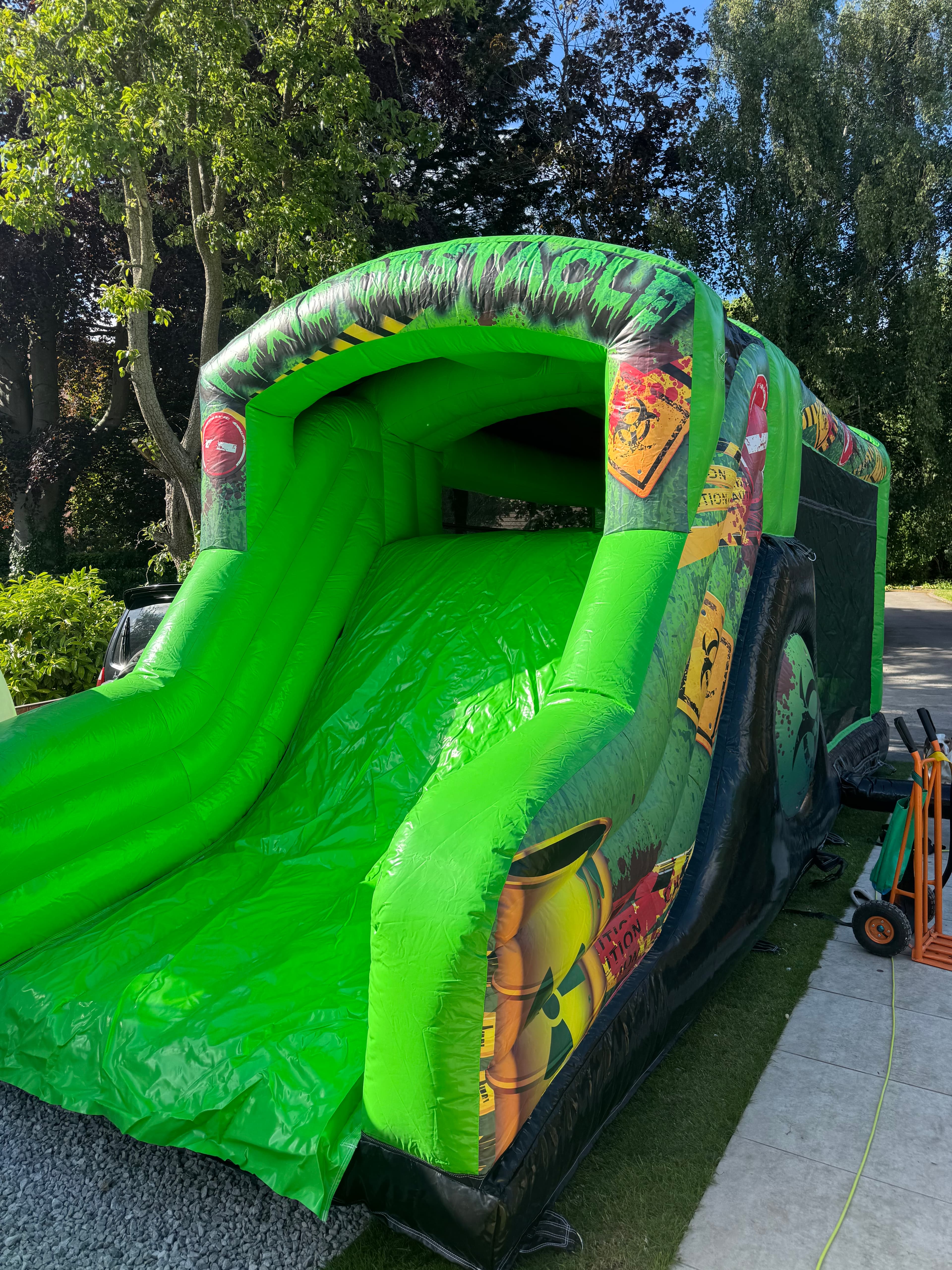 Toxic waste disco fun run bouncy castle for hire in Leeds