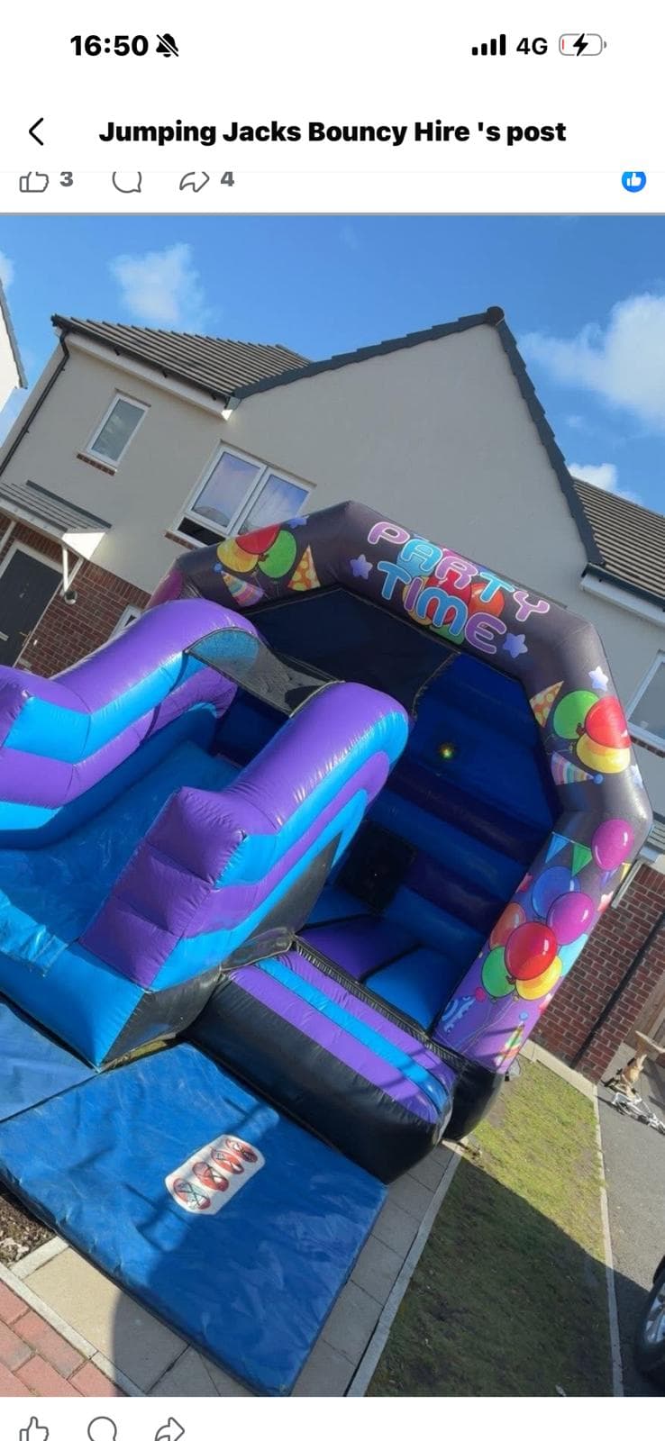 Party Time Slide / Disco Combo bouncy castle for hire in Leeds