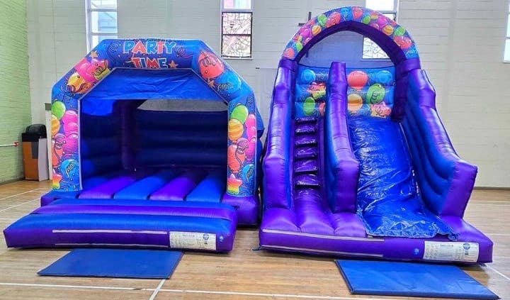 Purple Bounce and Slide Package bouncy castle for hire in Leeds