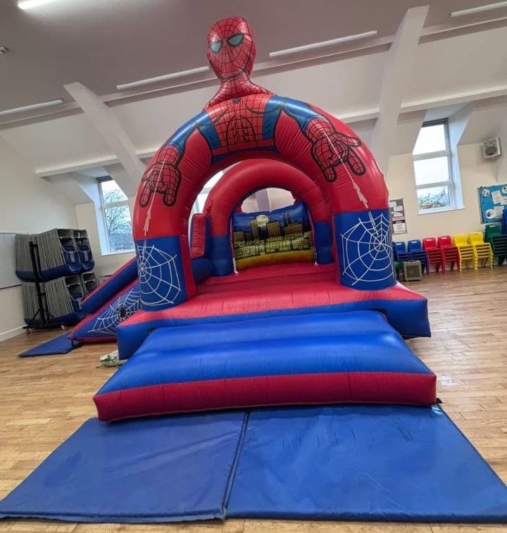 Spider-Man Castle bouncy castle for hire in Leeds